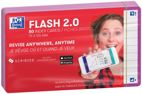 Flashcard Oxford 2.0 75x125mm A7 80vel 250gr lijn lila-1