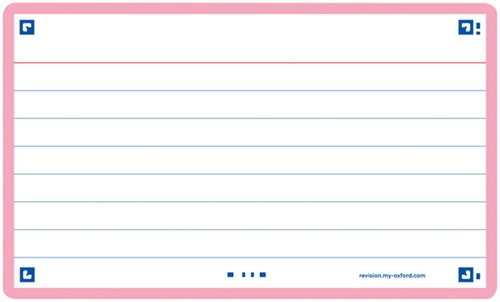 Flashcard Oxford 2.0 75x125mm 80 vel 250gr lijn roze