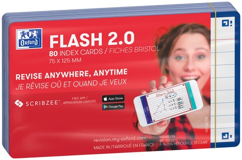 Flashcard Oxford 2.0 75x125mm 80 vel 250gr lijn blauw-1