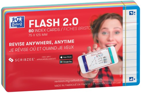 Flashcard Oxford 2.0 75x125mm 80vel 250gr lijn assorti-2