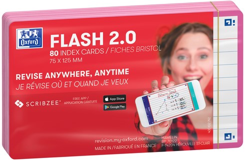 Flashcard Oxford 2.0 75x125mm 80vel 250gr lijn fuchsia-1