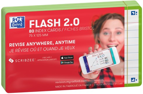 Flashcard Oxford 2.0 75x125mm 80vel 250gr lijn groen-1