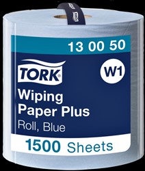 Poetspapier Tork Wiping Plus W1 510m blauw 130050