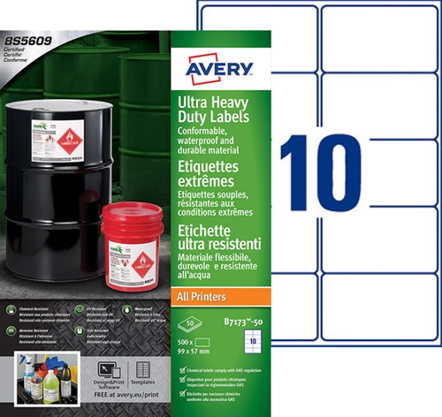 Etiket Avery B7173-50 99x57mm polyethyleen wit 500stuks-2