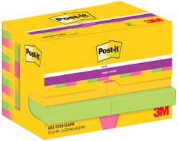 Memoblok 3M Post-it 622 Super Sticky 47.6x47.6mm Carnivalo