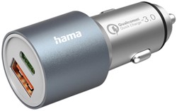 Autolader Hama 1x USB-C 1x USB-A 38W metaal