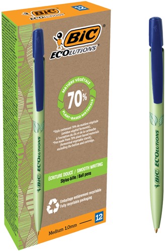 Balpen Bic Ecolutions media clic bio-based medium blauw