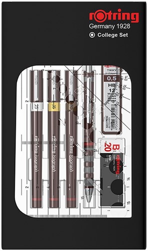 Tekenset rOtring Isograph college 0.25mm, 0.35mm en 0.5mm set à 3 stuks-2