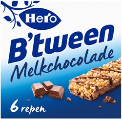 Tussendoortje Hero B'tween melkchocolade 6pack reep 25gr
