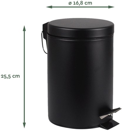 Afvalbak BRASQ pedaalemmer 3 liter zwart-2