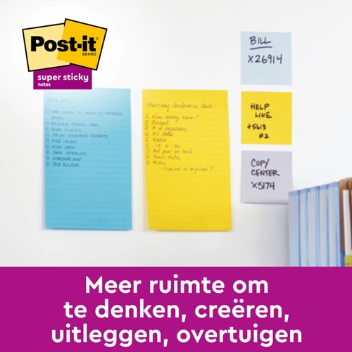 Memoblok 3M Post-it 584 127x203mm Super Sticky lijn assorti kleur 4 stuks-2