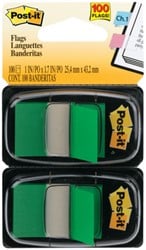 Indextabs 3M Post-it 680 25.4x43.2mm duopack groen 100 vel