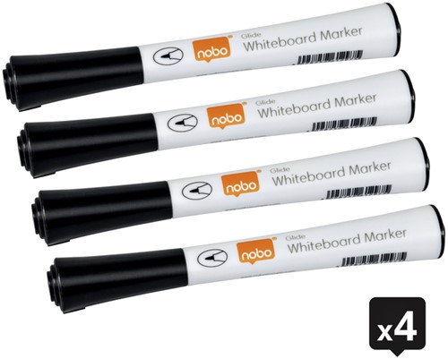 Whiteboardmarker Nobo Glide fijn zwart 1mm 4stuks-2