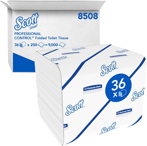 Toiletpapier Scott Control gevouwen 2-laags 110x186mm wit 8508