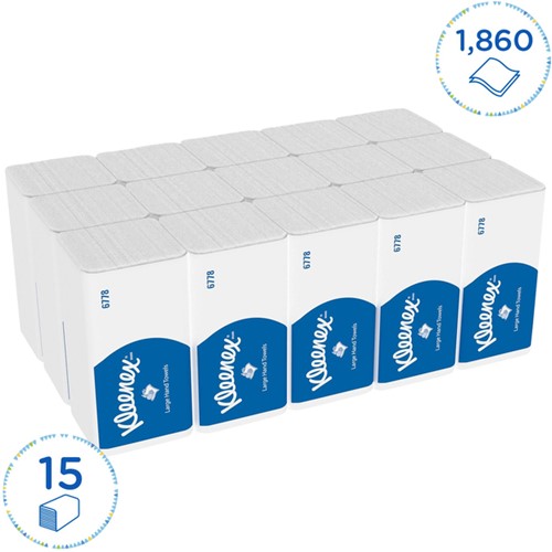 Handdoek Kleenex Ultra i-vouw 2-laags 215x318mm 15x124 vel wit 6778-2