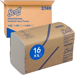 Handdoek Scott m-vouw 1laags 20.3x24cm wit 16x250stuks 3749