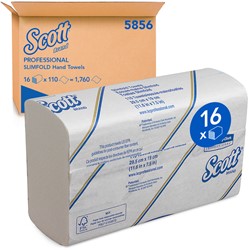 Handdoek KC Scott Slimfold m-vouw 1-laags 19x29,5cm wit 16x110st 5856