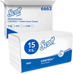 Handdoek KC Scott  i-vouw 1-laags 21.5x31.5cm wit 15x212st 6663