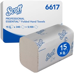 Handdoek Scott Essential i-vouw 1-laags 20x21cm wit 15x340stuks 6617