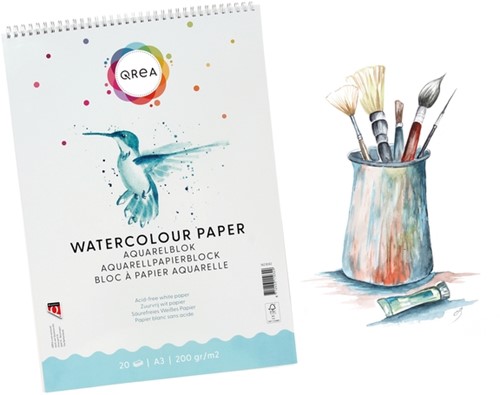 Aquarelblok Qrea A3 20 vel 200gr spiraal-2