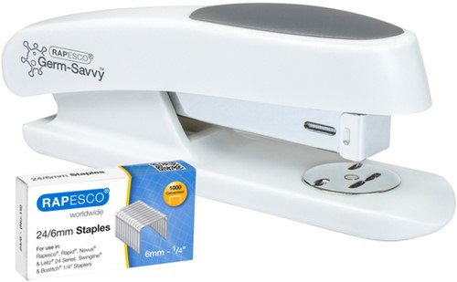 Nietmachine Rapesco Germ-Savvy ECO Sting Ray antibacterieel 24/6mm wit