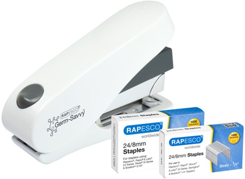 Nietmachine Rapesco Germ-Savvy Less Effort Eco Luna antibacterieel wit