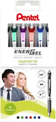 Gelschrijver Pentel Energel BL77 0.4mm etui à 6 kleuren