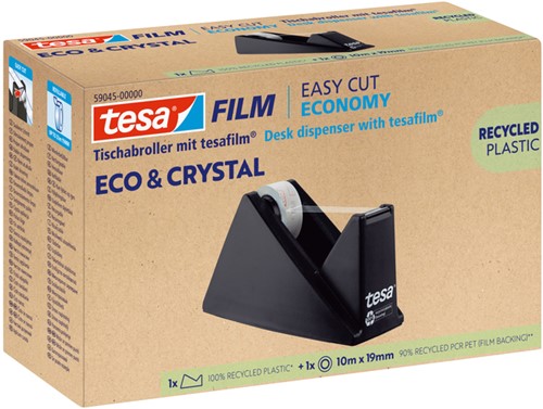 Plakbandhouder Tesa eco&crystal 59045 zwart met 1 rol tape 19mmx10m-2