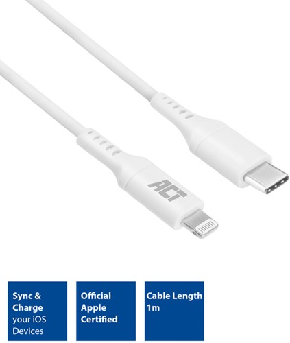 Kabel ACT USB-C naar Lightning laad -en data 1 meter-3