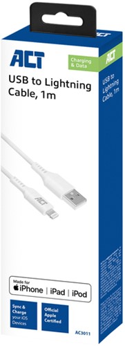 Kabel ACT USB 2.0 naar Lightning laad -en data 1 meter-2