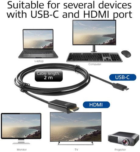 Kabel ACT USB-C naar HDMI 60Hz  2 meter-2