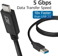 Kabel ACT USB A 3.2 naar USB-C 1 meter-1