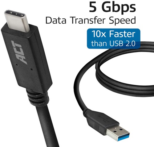 Kabel ACT USB A 3.2 naar USB-C 1 meter-1