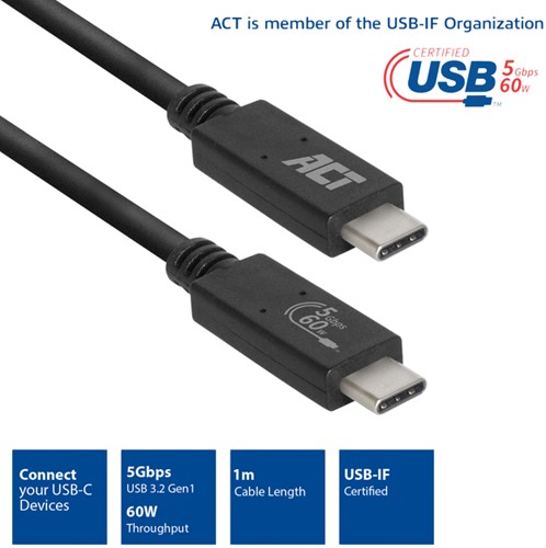 Kabel ACT USB 3.2 USB-C USB-IF gecertificeerd 1 meter-3
