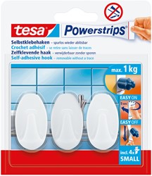 Haken tesa Powerstrips® SMALL Ovaal zelfklevend verwijderbaar wit 3 stuks