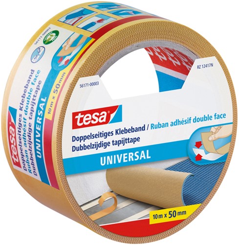 Tapijttape tesa® universal 10mx50mm dubbelzijdig wit