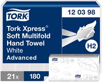 Handdoek Tork Xpress® H2 Multifold advanced 2-laags 21x180st wit 120398
