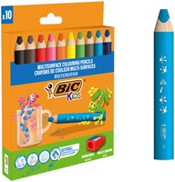 Kleurpotloden BicKids Multi Surface inclusief puntenslijper assorti pak à 10 stuks-1