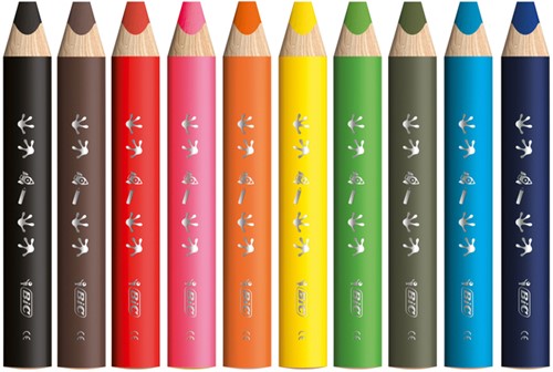Kleurpotloden BicKids Multi Surface inclusief puntenslijper assorti pak à 10 stuks-2