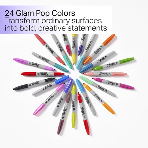 Viltstift Sharpie Glampop fijn assorti blister à 24 stuks-3