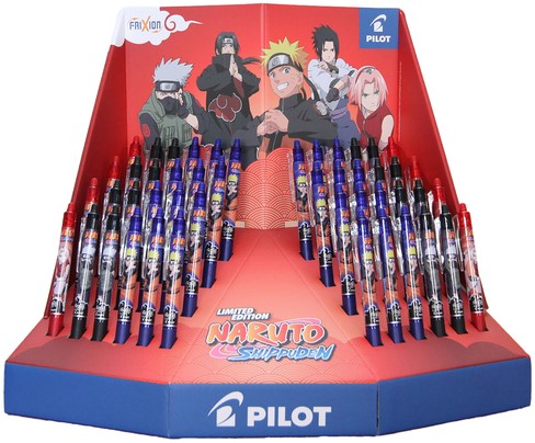 Rollerpen PILOT friXion clicker Naruto medium 3 kleuren assorti