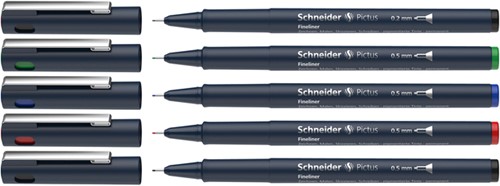 Fineliner Schneider Pictus assorti etui à 5 stuks-2