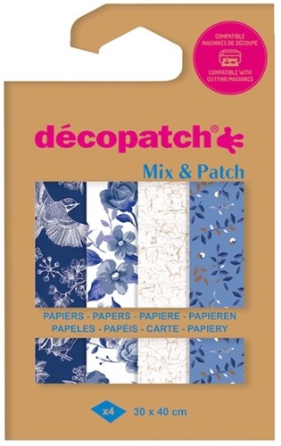 Hobbypapier Décopatch 30x40cm set à 4 vel thema Shades of Blue