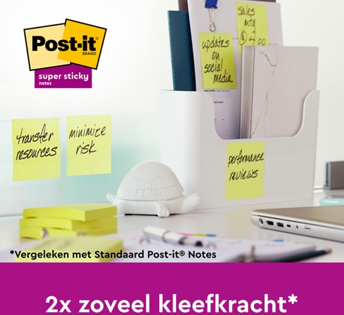 Memoblok 3M Post-it 654-SSCY Super Sticky 76x76mm geel voordeelpak-2