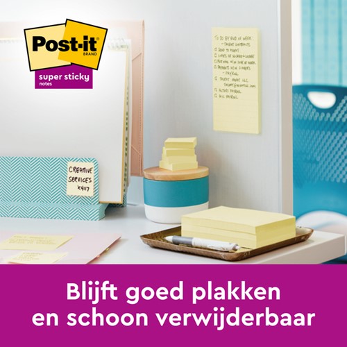 Memoblok 3M Post-it 655-SSCY Super Sticky 76x127mm geel voordeelpak-2