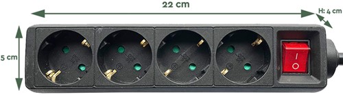 Stekkerdoos BRASQ  4 voudig 3 meter zwart-2