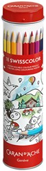 Kleurpotlood Caran d'ache Swisscolor met poster koker à 18 kleuren