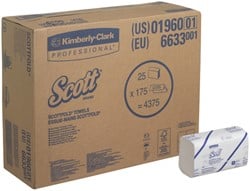 Handdoek Scott i-vouw 1-laags 200x315mm 25x175stuks wit 6633