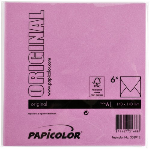 Envelop Papicolor 140x140mm felroze-3