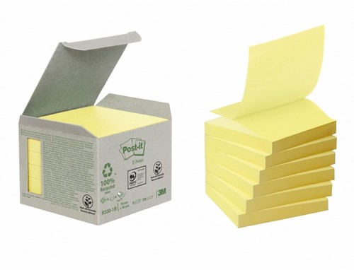 Memoblok Post-it Z-Note R330-1B recycled 76x76mm canary yellow